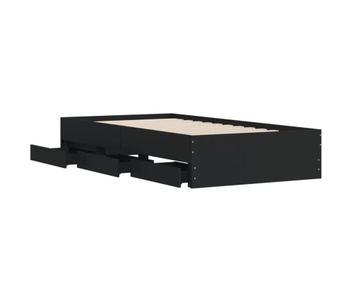 Cama con cajones madera de ingeniería negro 100x200 cm