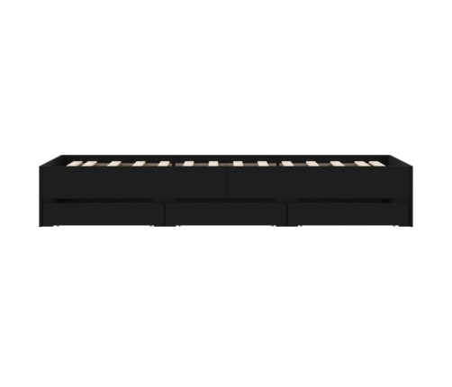 Cama con cajones madera de ingeniería negro 100x200 cm