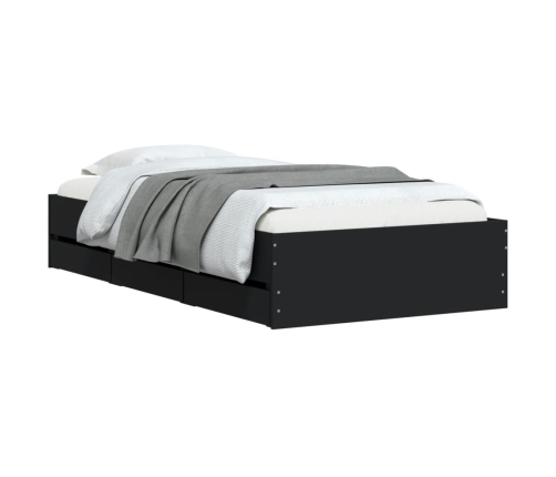 vidaXL Cama con cajones madera de ingeniería negra 90x200 cm