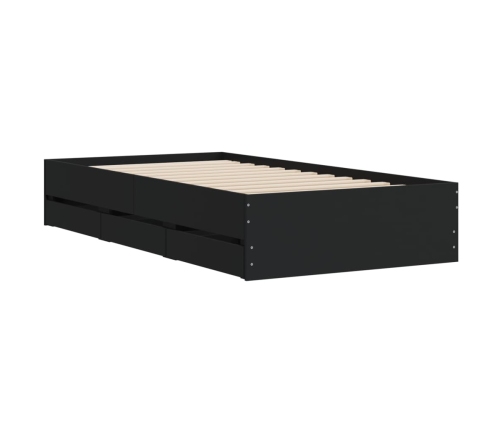 vidaXL Cama con cajones madera de ingeniería negra 90x200 cm