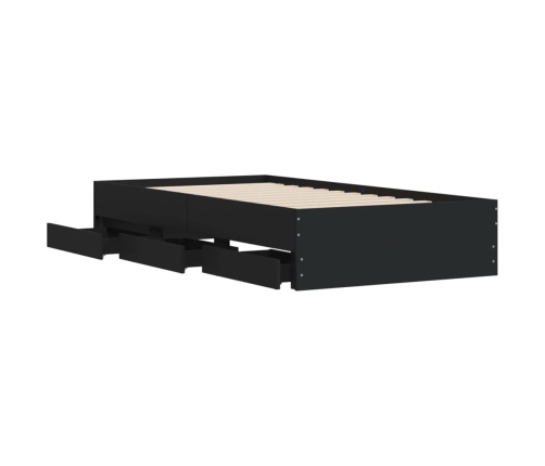 vidaXL Cama con cajones madera de ingeniería negra 90x200 cm