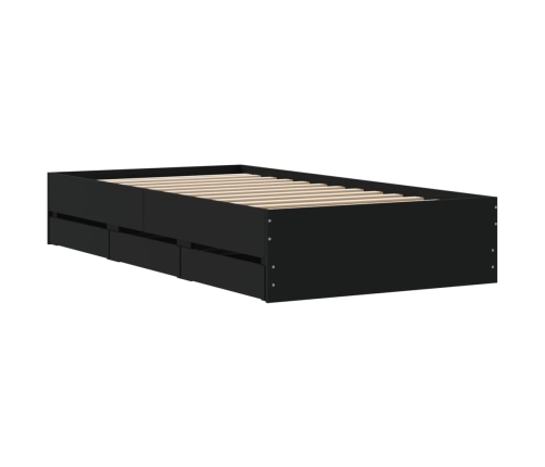 vidaXL Cama con cajones madera de ingeniería negra 90x200 cm