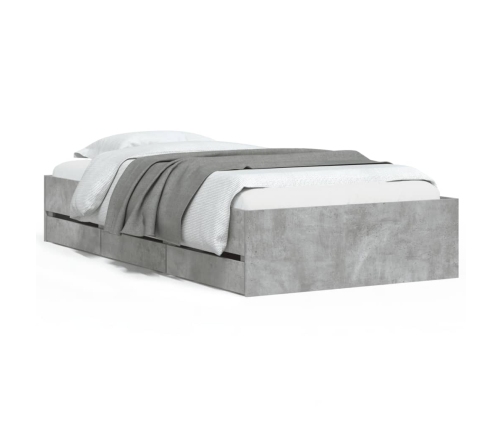 Cama con cajones madera ingeniería gris hormigón 90x200 cm