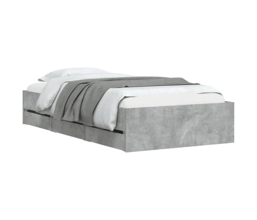 Cama con cajones madera ingeniería gris hormigón 90x200 cm