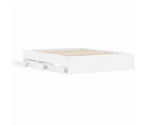 Cama con cajones madera de ingeniería blanca 140x190 cm