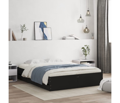 Cama con cajones madera de ingeniería negro 140x190 cm