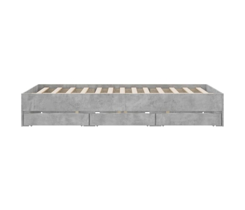 vidaXL Cama con cajones madera ingeniería gris hormigón 140x190 cm