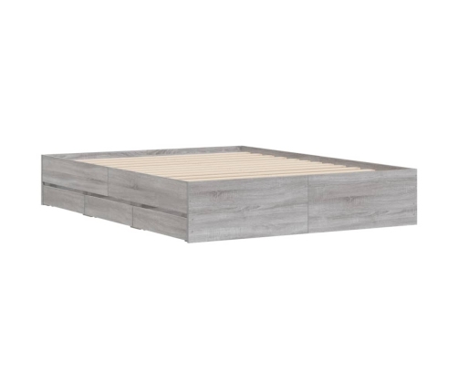 Cama con cajones madera ingeniería gris Sonoma 140x190 cm