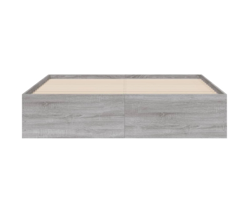 Cama con cajones madera ingeniería gris Sonoma 140x190 cm