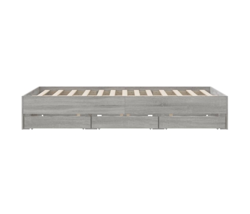 Cama con cajones madera ingeniería gris Sonoma 140x190 cm