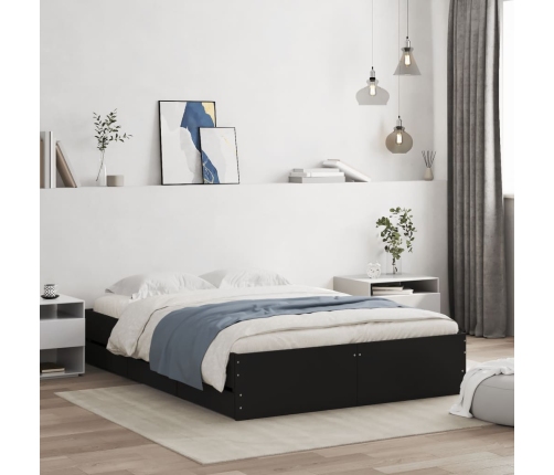 Cama con cajones madera de ingeniería negro 135x190 cm