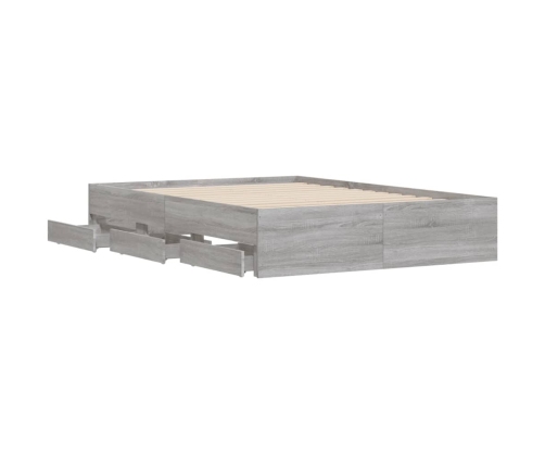 Cama con cajones madera de ingeniería gris Sonoma 135x190 cm