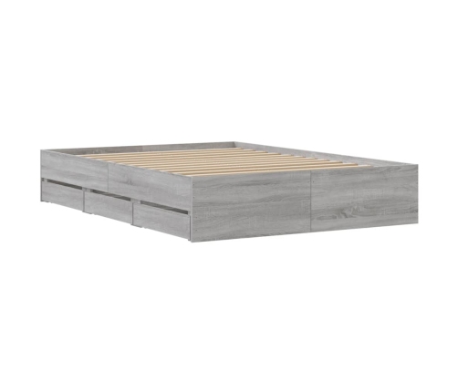 Cama con cajones madera de ingeniería gris Sonoma 135x190 cm