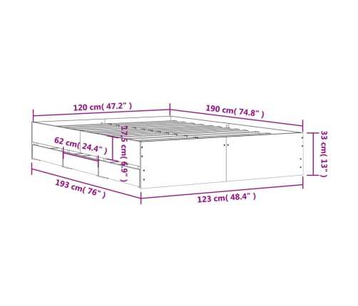 Cama con cajones madera de ingeniería blanco 120x190 cm