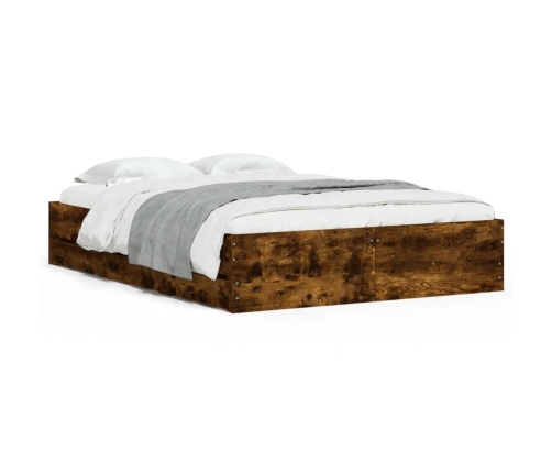 Cama con cajones madera de ingeniería roble ahumado 120x190 cm