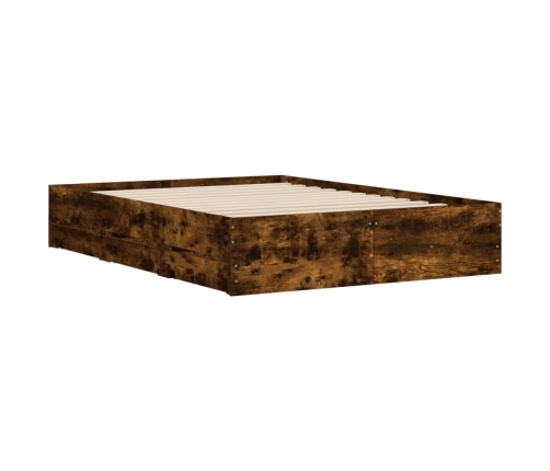 Cama con cajones madera de ingeniería roble ahumado 120x190 cm