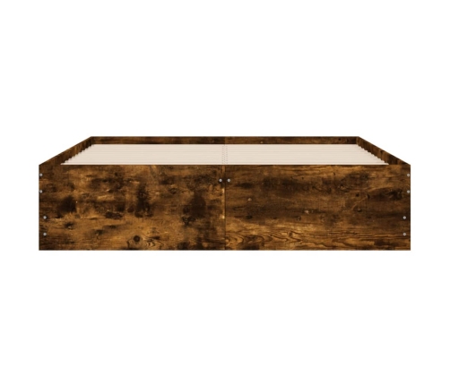 Cama con cajones madera de ingeniería roble ahumado 120x190 cm