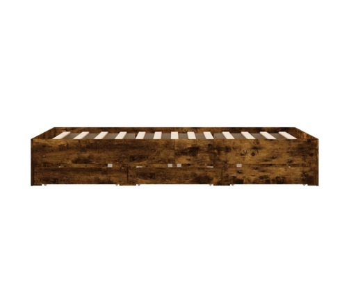 Cama con cajones madera de ingeniería roble ahumado 120x190 cm