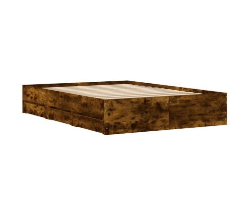 Cama con cajones madera de ingeniería roble ahumado 120x190 cm