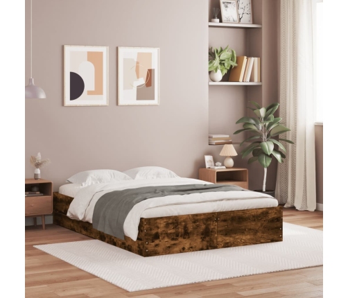 Cama con cajones madera de ingeniería roble ahumado 120x190 cm