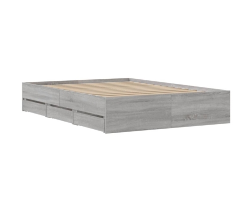 Cama con cajones madera ingeniería gris Sonoma 120x190 cm