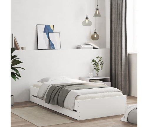 Cama con cajones madera de ingeniería blanca 190x190 cm