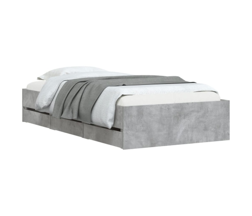 Cama con cajones madera ingeniería gris hormigón 90x190 cm