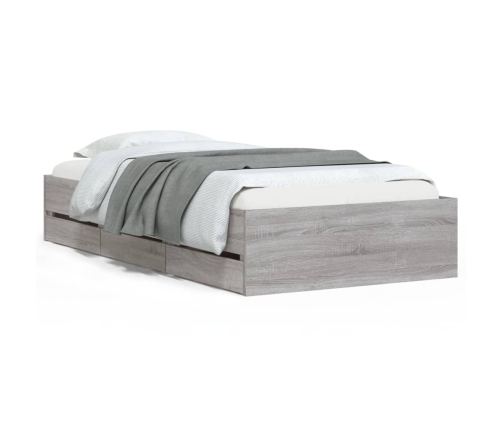 vidaXL Cama con cajones madera de ingeniería gris Sonoma 90x190 cm