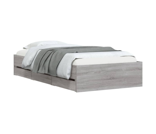 vidaXL Cama con cajones madera de ingeniería gris Sonoma 90x190 cm