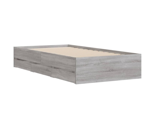 vidaXL Cama con cajones madera de ingeniería gris Sonoma 90x190 cm