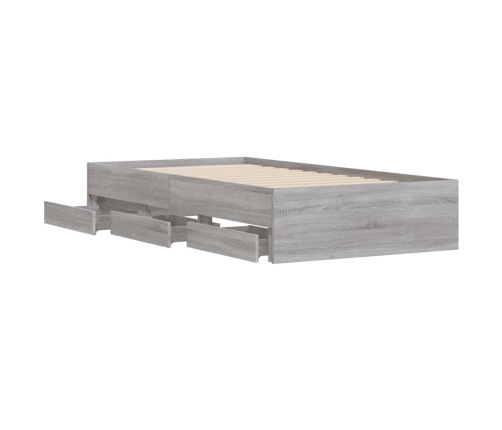 vidaXL Cama con cajones madera de ingeniería gris Sonoma 90x190 cm