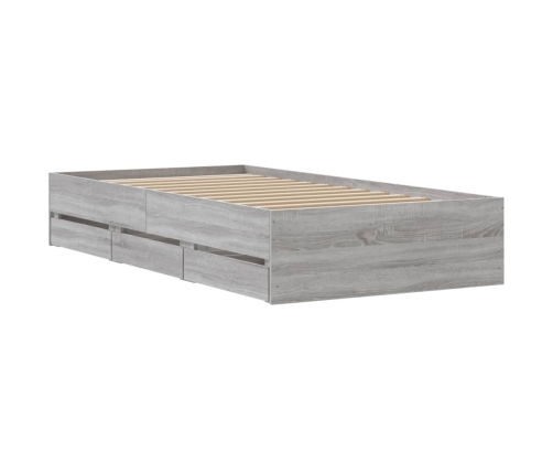 vidaXL Cama con cajones madera de ingeniería gris Sonoma 90x190 cm