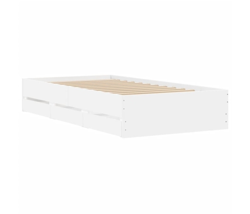 Cama con cajones madera de ingeniería blanca 75x190 cm