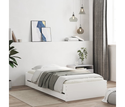 Cama con cajones madera de ingeniería blanca 75x190 cm