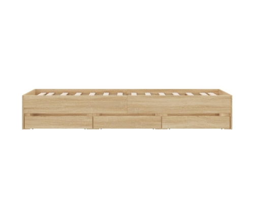 Cama con cajones madera ingeniería roble Sonoma 75x190 cm