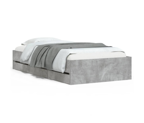 Cama con cajones madera de ingeniería gris hormigón 75x190 cm