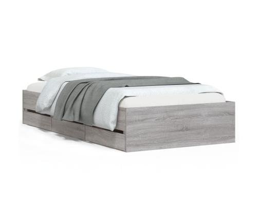 Cama con cajones madera de ingeniería gris Sonoma 75x190 cm