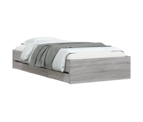 Cama con cajones madera de ingeniería gris Sonoma 75x190 cm