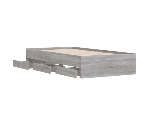 Cama con cajones madera de ingeniería gris Sonoma 75x190 cm