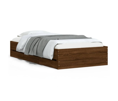 Cama con cajones madera de ingeniería marrón roble 75x190 cm