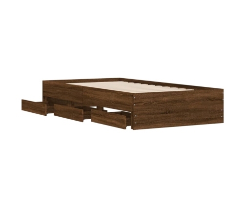 Cama con cajones madera de ingeniería marrón roble 75x190 cm