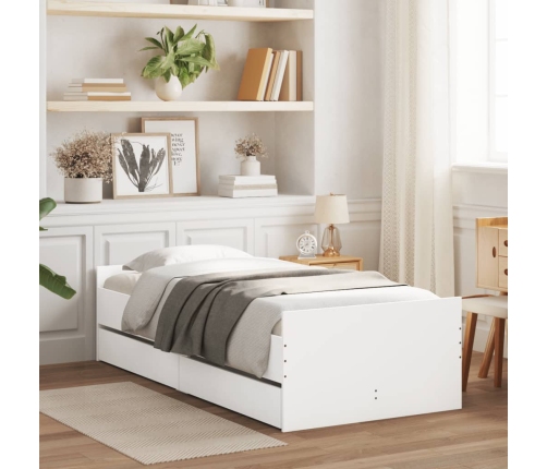 Estructura de cama con cajones blanco 90x200 cm