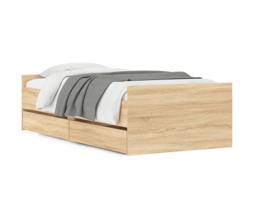 Estructura de cama con cajones roble Sonoma 90x200 cm