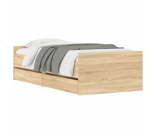 Estructura de cama con cajones roble Sonoma 90x200 cm