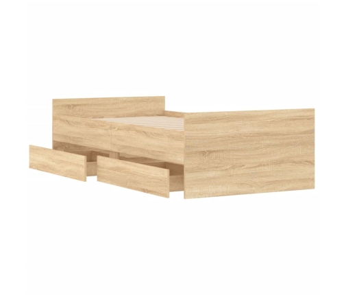 Estructura de cama con cajones roble Sonoma 90x200 cm