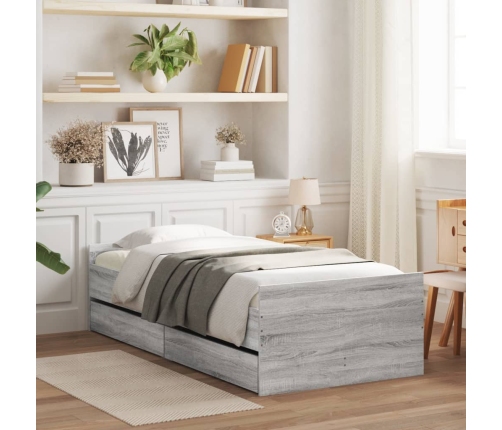 vidaXL Estructura de cama con cajones Sonoma gris 75x190 cm