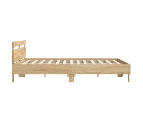 Cama con cabecero madera de ingeniería roble Sonoma 200x200 cm