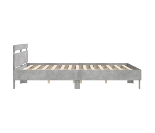 Cama con cabecero madera ingeniería gris hormigón 200x200 cm