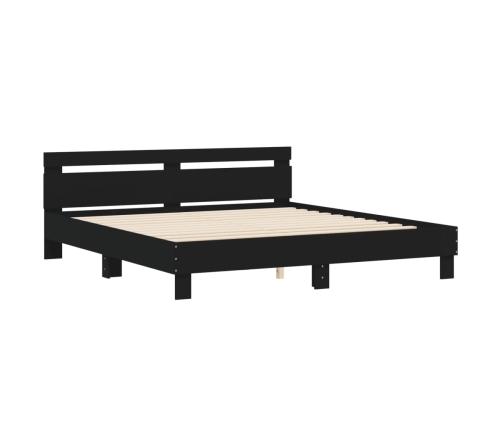 vidaXL Estructura cama con cabecero madera ingeniería negro 180x200 cm