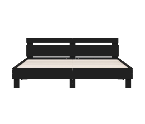 vidaXL Estructura cama con cabecero madera ingeniería negro 180x200 cm